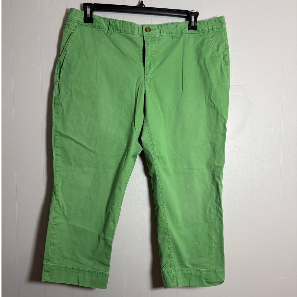 Old Navy Women's Mid-Rise‎ Preppy Casual Kelly Green Chino Cropped Pants 16